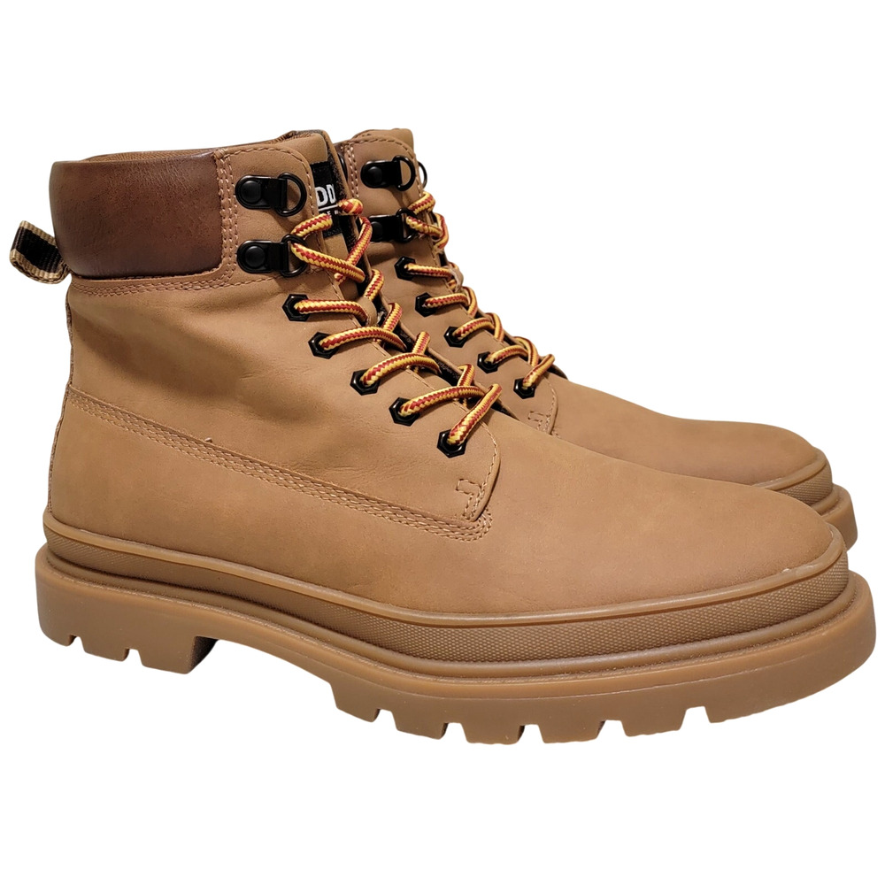 Madden Men Glixxo Lace Up Combat Work Boots Size US 12M Tan Brown Faux Nubuck